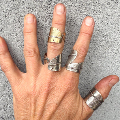 Handmade Brass Feather Ring | Mixed Metal Feather Jewelry
