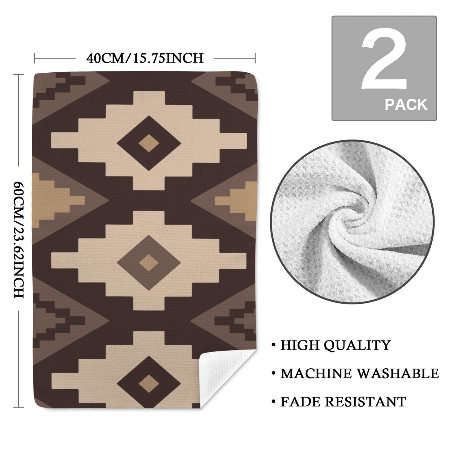 Earth Aztec Set of 2 Dish Towels Kitchen Towel Made in America