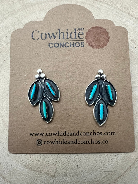 Fernando Othole Zuni Turquoise Sterling Silver Post Earrings