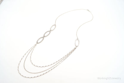 Retired Designer Silpada Cascading Ovals Sterling Silver Necklace - 32"