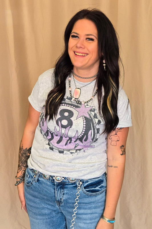 "Flaming 8 Ball" Western Graphic Tee — Jerzees Bold Retro Western Statement