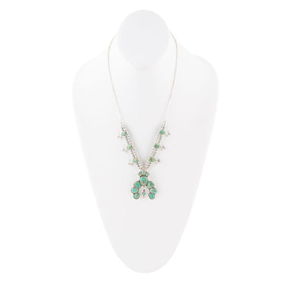 Squash Blossom Statement Blue Turquoise and Sterling Silver Necklace