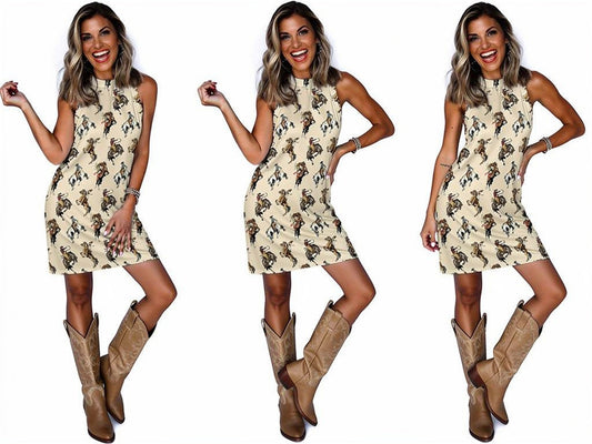Baha Ranch Vintage Cowgirl Sleeveless Mini Dress