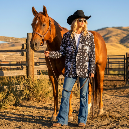 Baha Ranch Rhinestone Cowgirl Yeehaw Blazer Women's Blazer