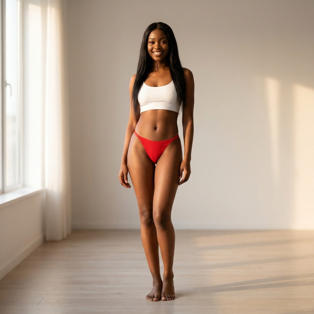 Strappy Rib Micro Thong with Elastic Sides