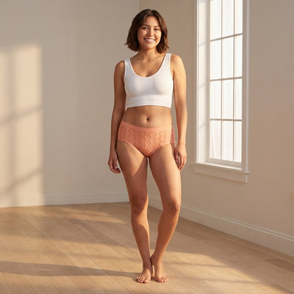Peek-A-Boo Jacquard Seamless Boyshort in Black or Peach