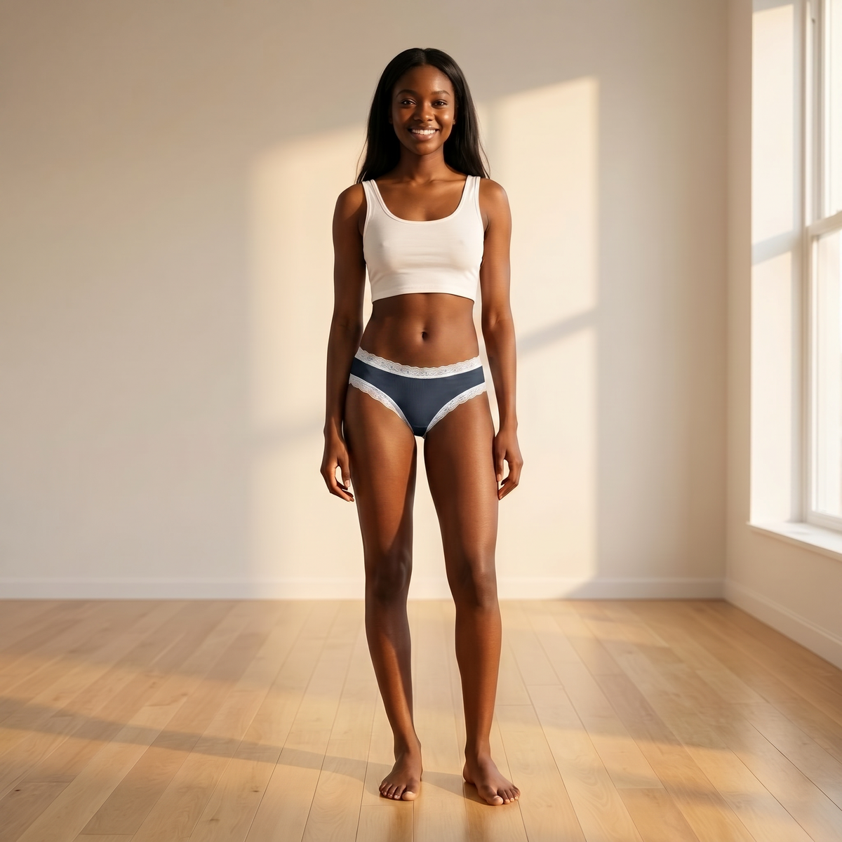 Rib Modal Cheeky with Contrast Lace, XS-2X
