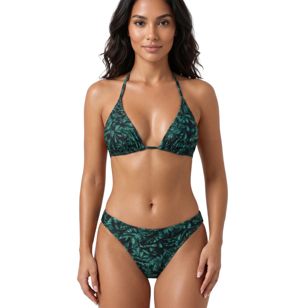 InstantFigure Tropical Print Triangle Bikini Top Swimwear 90114T