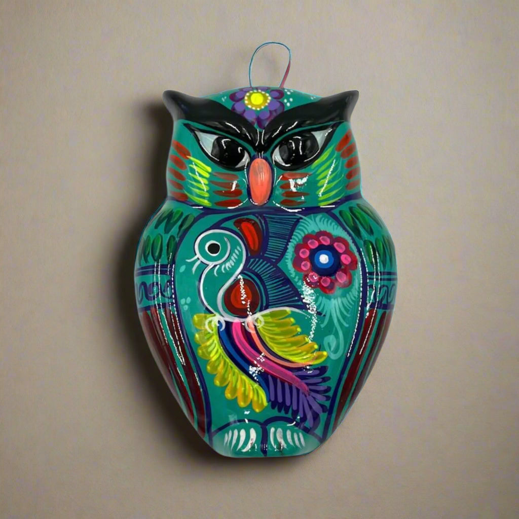 Guerrero Owl Wall Hanging | Colorful Mexican Ceramic Art Piece