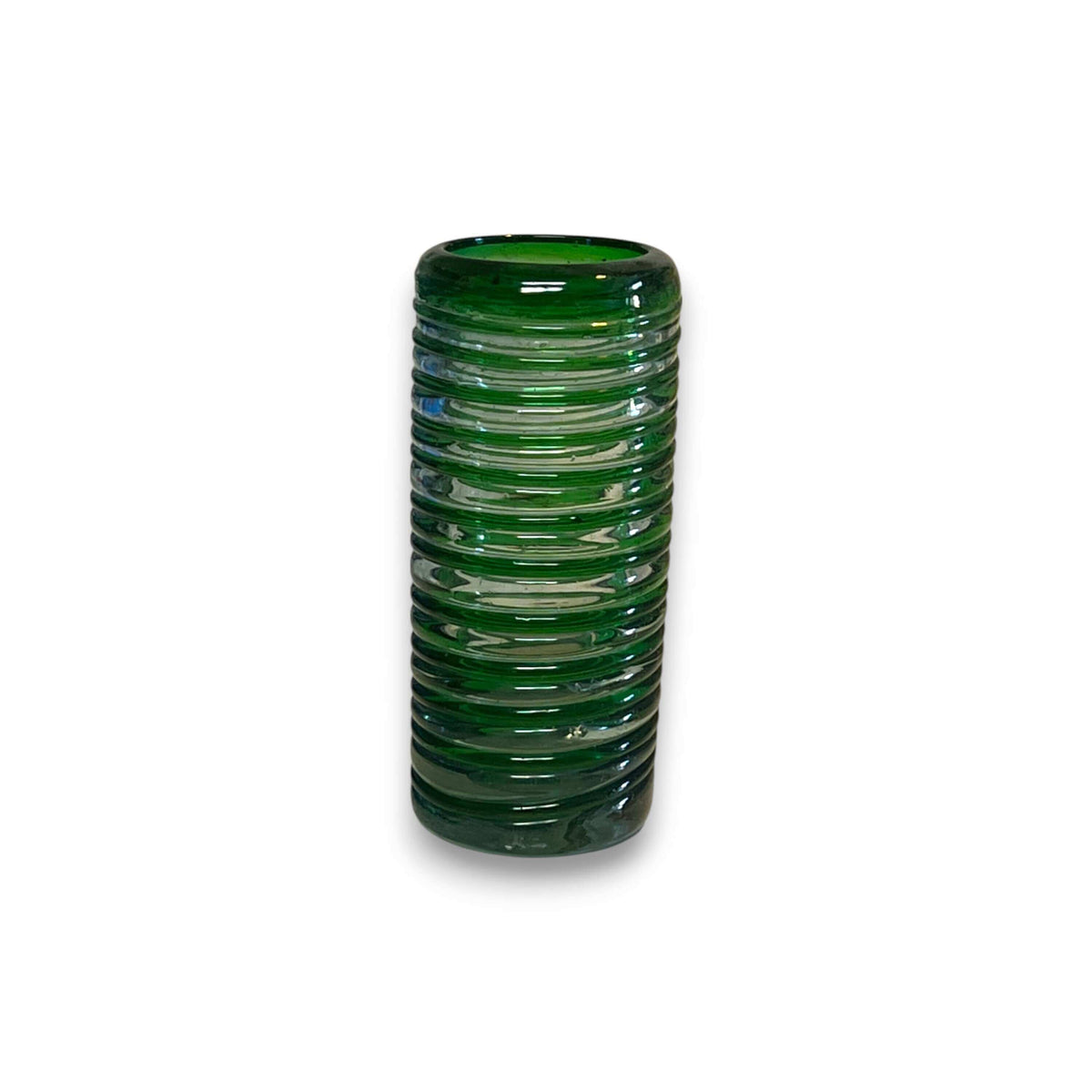 Mexican Double Shot Glass | Hand-Blown Green Swirl Barware