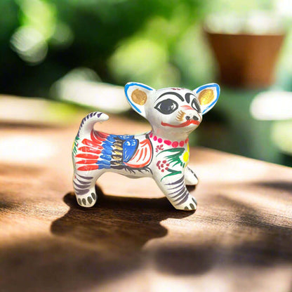 Guerrero Chihuahua Statue | Hand-Painted Mexican Animal Decor