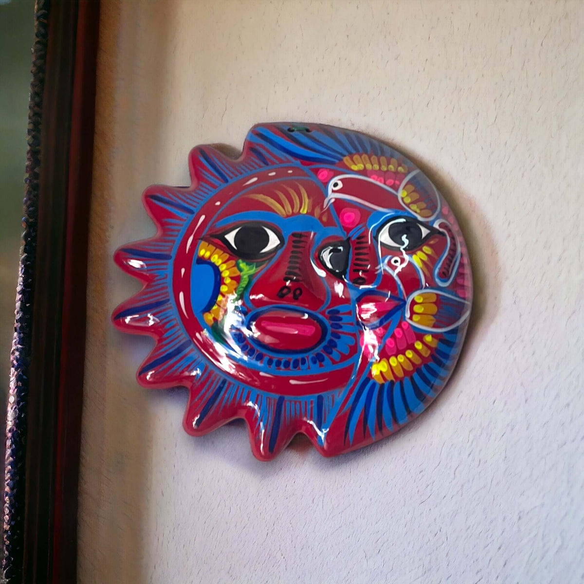 Hand-Painted Guerrero Sun Moon Eclipse Art | Mexican Artisan Craft