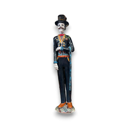 Talavera Catrin Statue | Hand-Painted Day of the Dead Skeleton Man