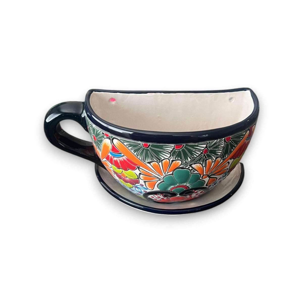 Talavera Coffee Cup Planter | Hand-Painted Mexican Wall Pot