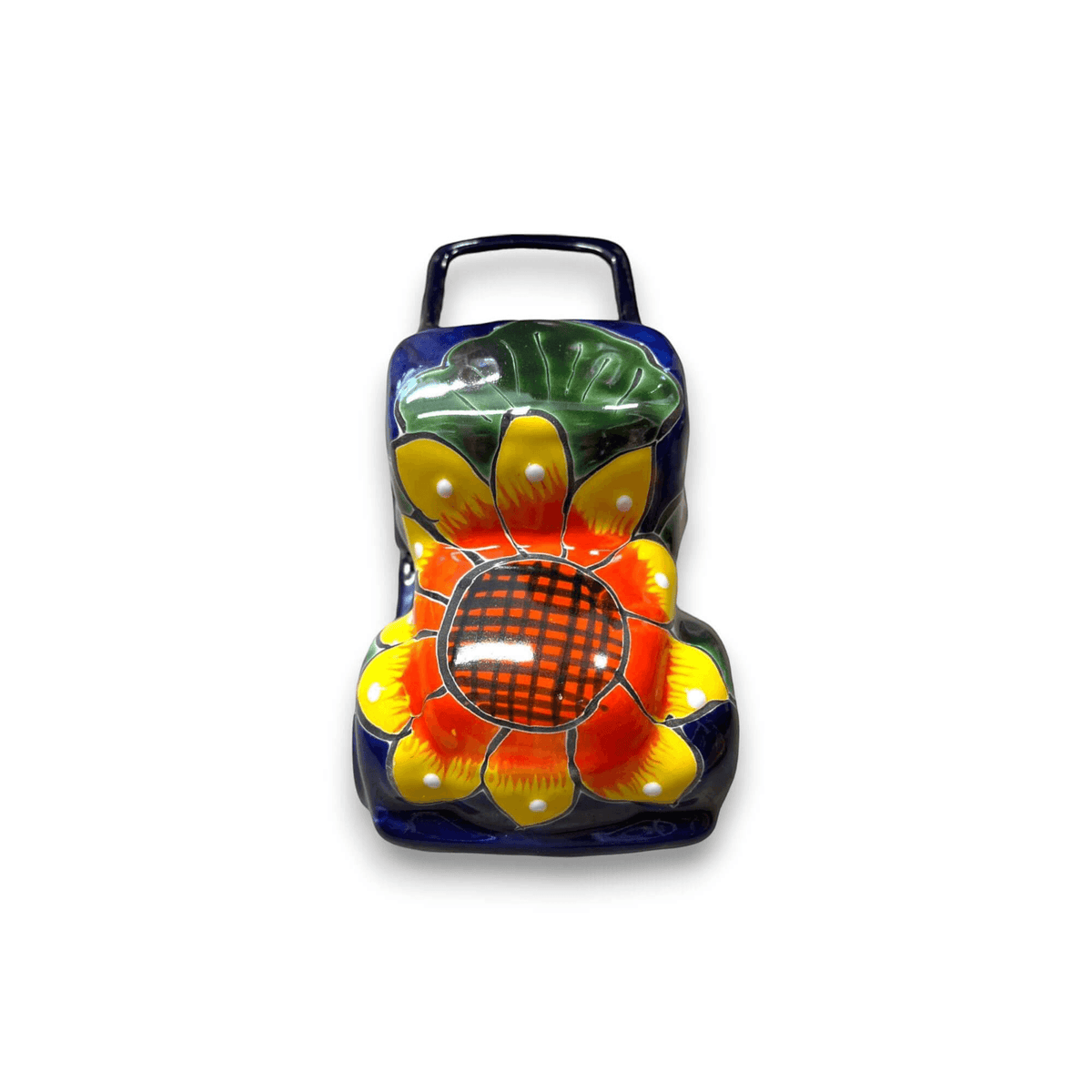 Hand-Painted Talavera Car Planter | Colorful Ceramic Car Statue