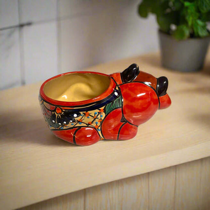 Talavera Cow Planter | Hand-Painted Mexican Ceramic Animal Pot