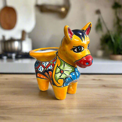 Talavera Donkey Planter | Hand-Painted Mexican Burro Flower Pot