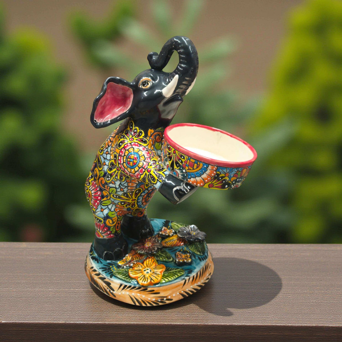 Talavera Elephant Planter | Hand-Painted Ceramic Art