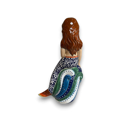 Talavera Mermaid Figurine | Hand-Painted Mexican Pottery