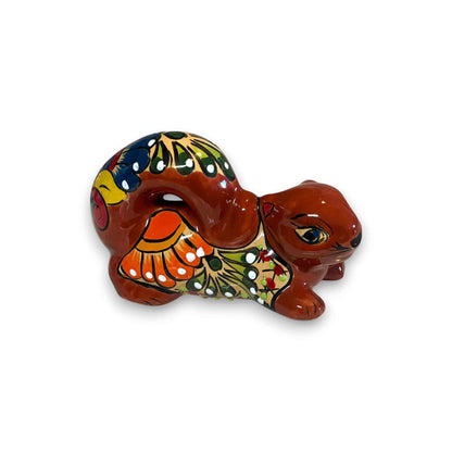 Talavera Squirrel Statue | Colorful Hand-Painted Mexican Figurine