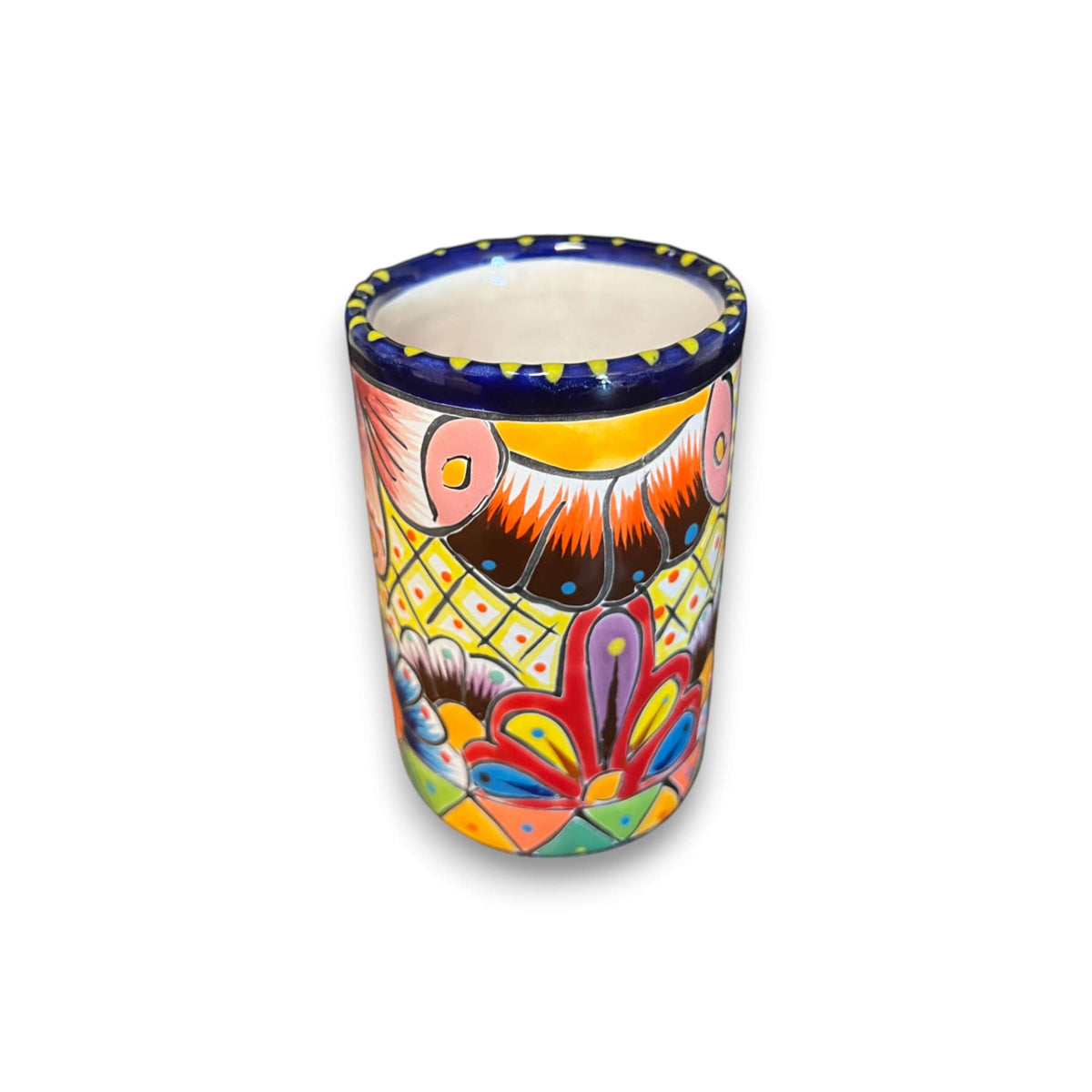 Talavera Tumbler Cup | Hand-Painted Mexican Ceramic Glass