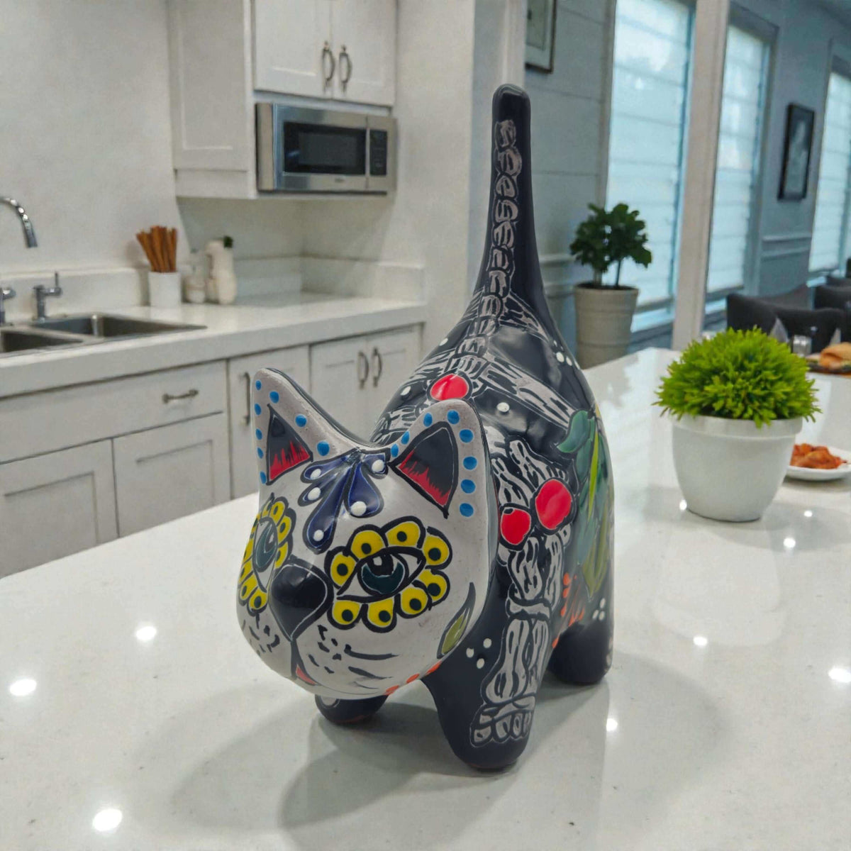 Talavera Cat Figurine | Day of the Dead Handmade Art