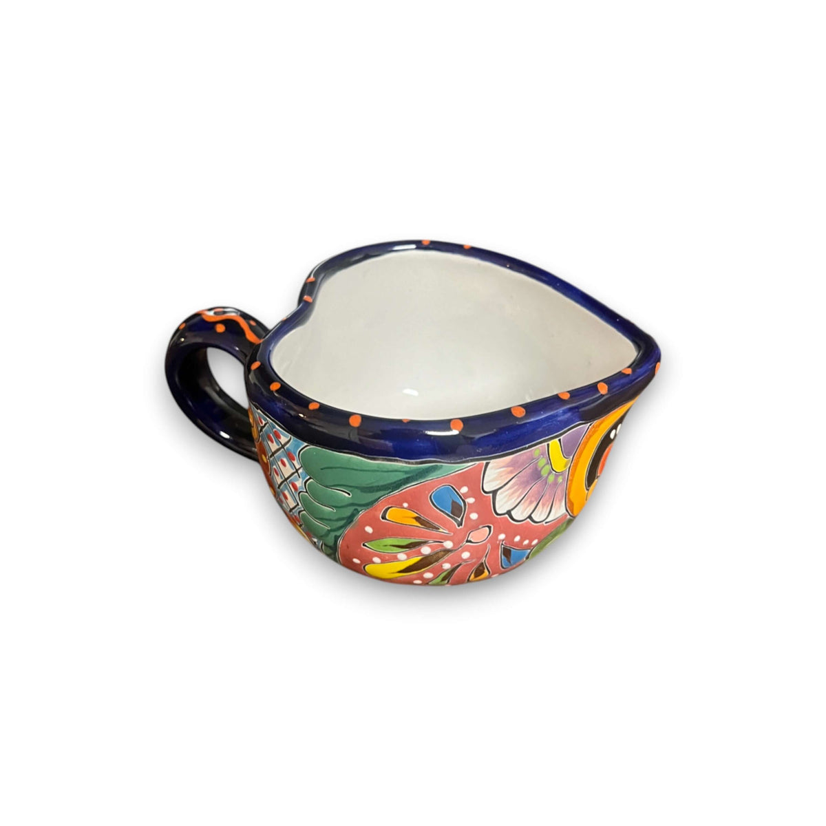 Colorful Talavera Heart Mug | Handmade Mexican Pottery Cup