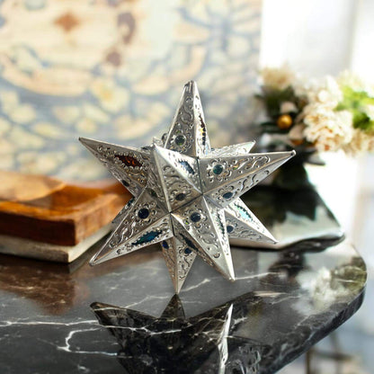 Handmade Metal Star Ornament | Stained Glass Light Fixture