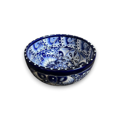 5" Talavera Blue & White Bowl | Handmade Mexican Dinnerware
