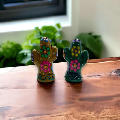 Talavera Cactus Salt & Pepper Set | Handmade Mexican Pottery