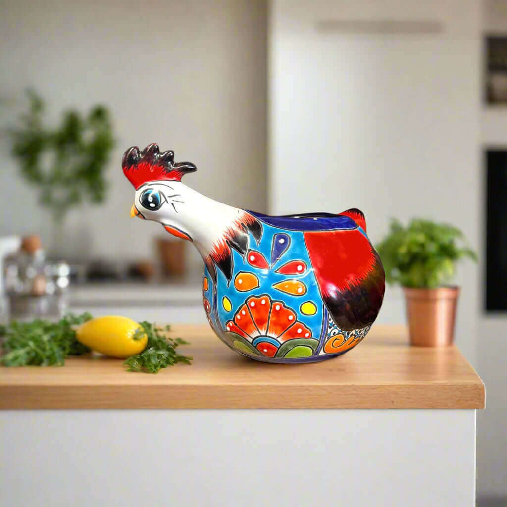 Talavera Chicken Planter | Handmade Mexican Ceramic Pot