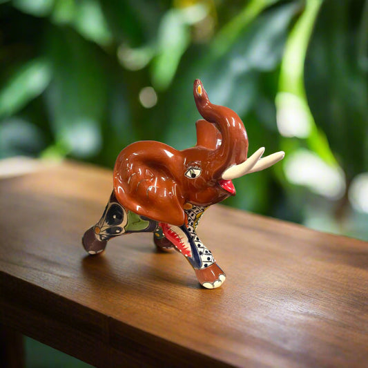 Talavera Elephant Statue | Handmade Mexican Ceramic Decor