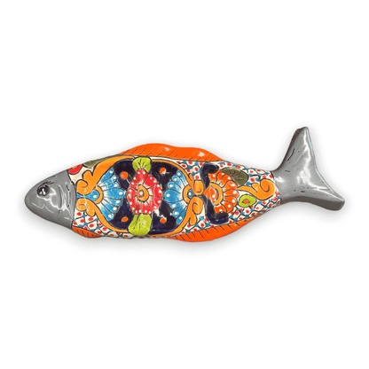 Large Handmade Talavera Fish Sectional | Colorful Serving Tray