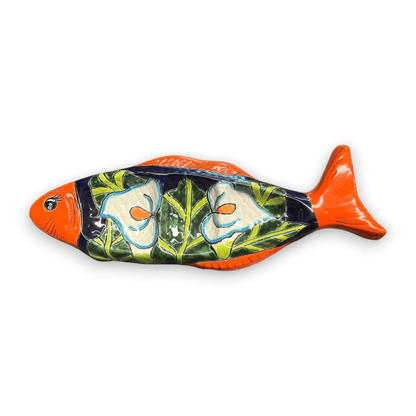 Large Handmade Talavera Fish Sectional | Colorful Serving Tray