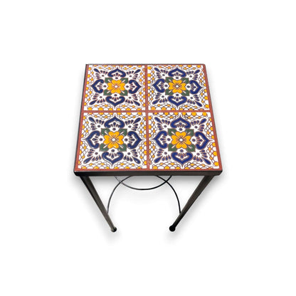 Custom Talavera Tile Accent Table | Handmade Mexican End Table