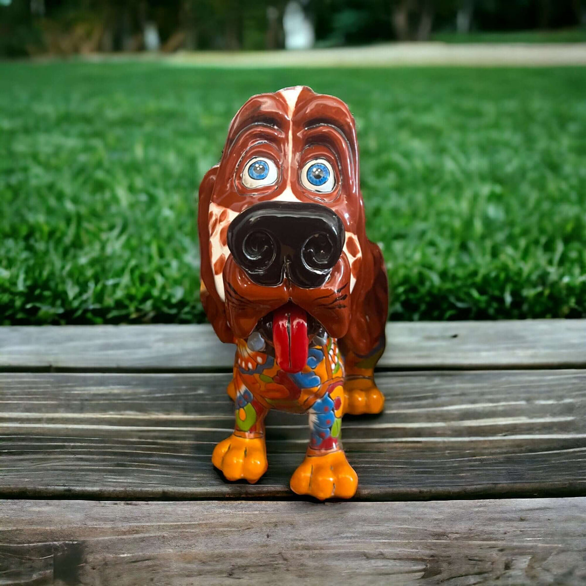 Talavera Cocker Spaniel Statue | Colorful Hand-Painted Mexican Dog Art