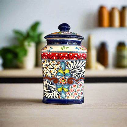 Talavera Canister Set | Dark Blue Mexican Kitchen Storage Jars