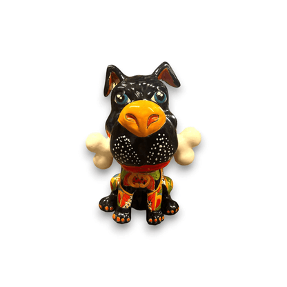 Talavera Dog with Bone | Hand-Painted Ceramic Canine Decor