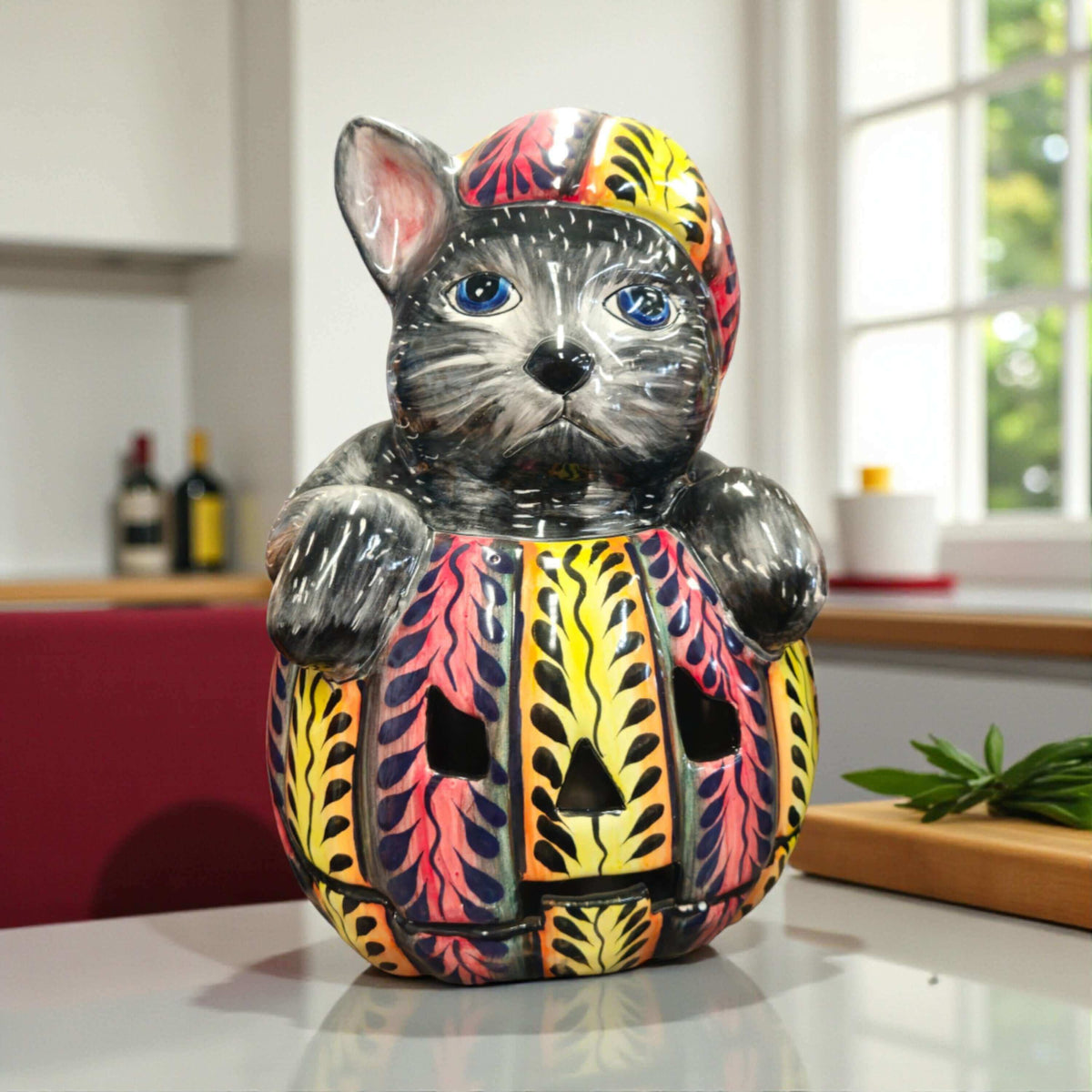 Talavera Pumpkin Animal Statue | Whimsical Fall Decor