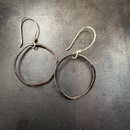 Abstract Hoop Earrings with Dark Patina + Gemstone Dangles