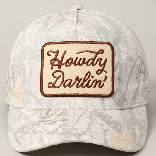 "Howdy Darlin'" Realtree Camo Patch Trucker Hat — 100% Cotton with Adjustable Snapback