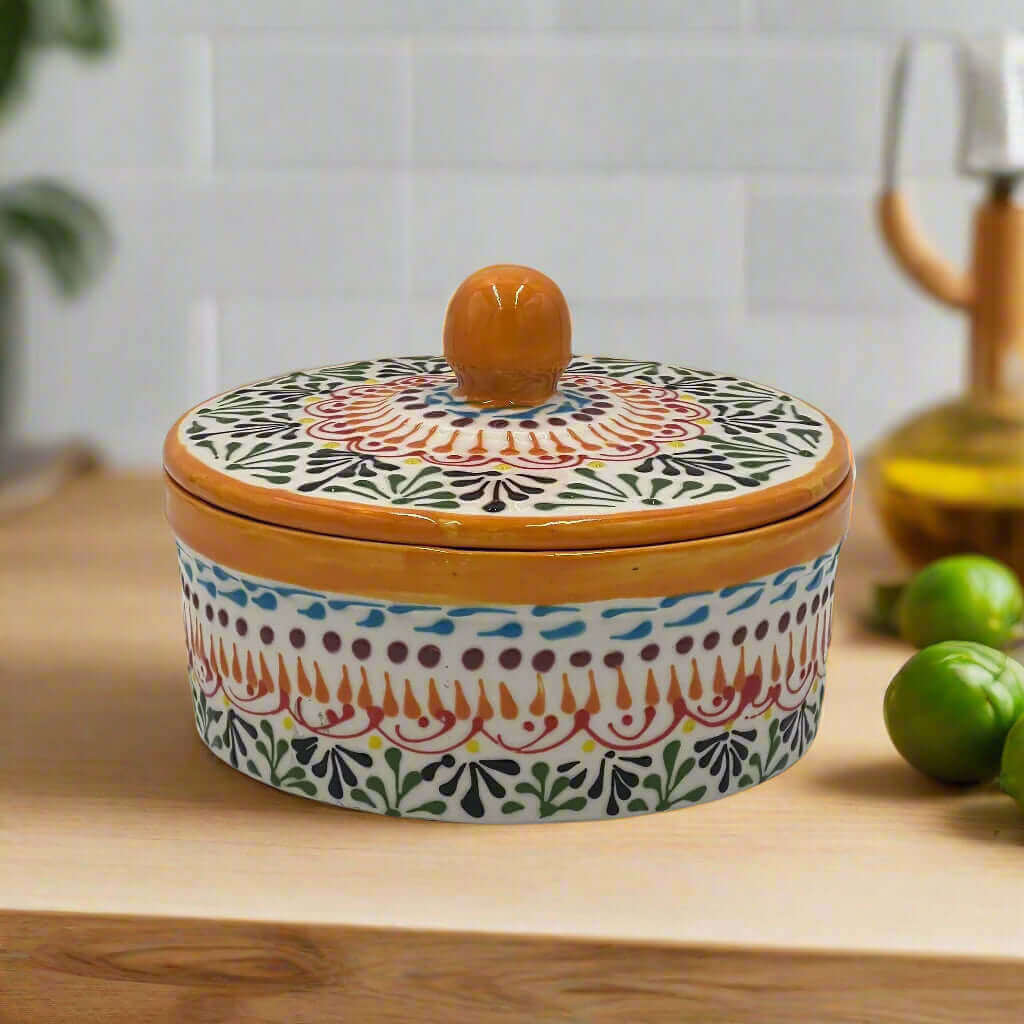Handmade Talavera Tortilla Warmer | Authentic Puebla Mexican Pottery