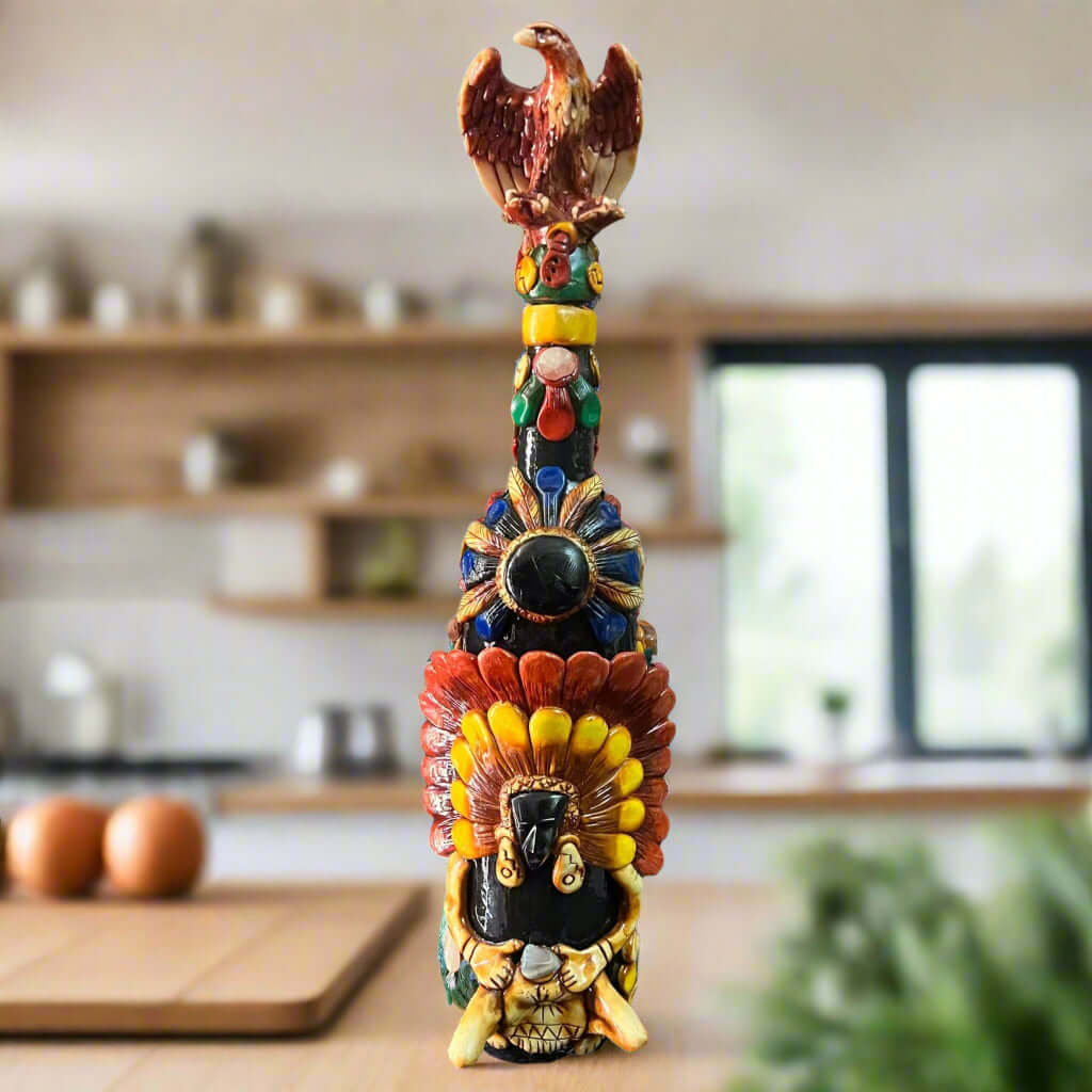 Aztec Warrior Tequila Set | Handmade Mexican Shot Glass & Decanter Set