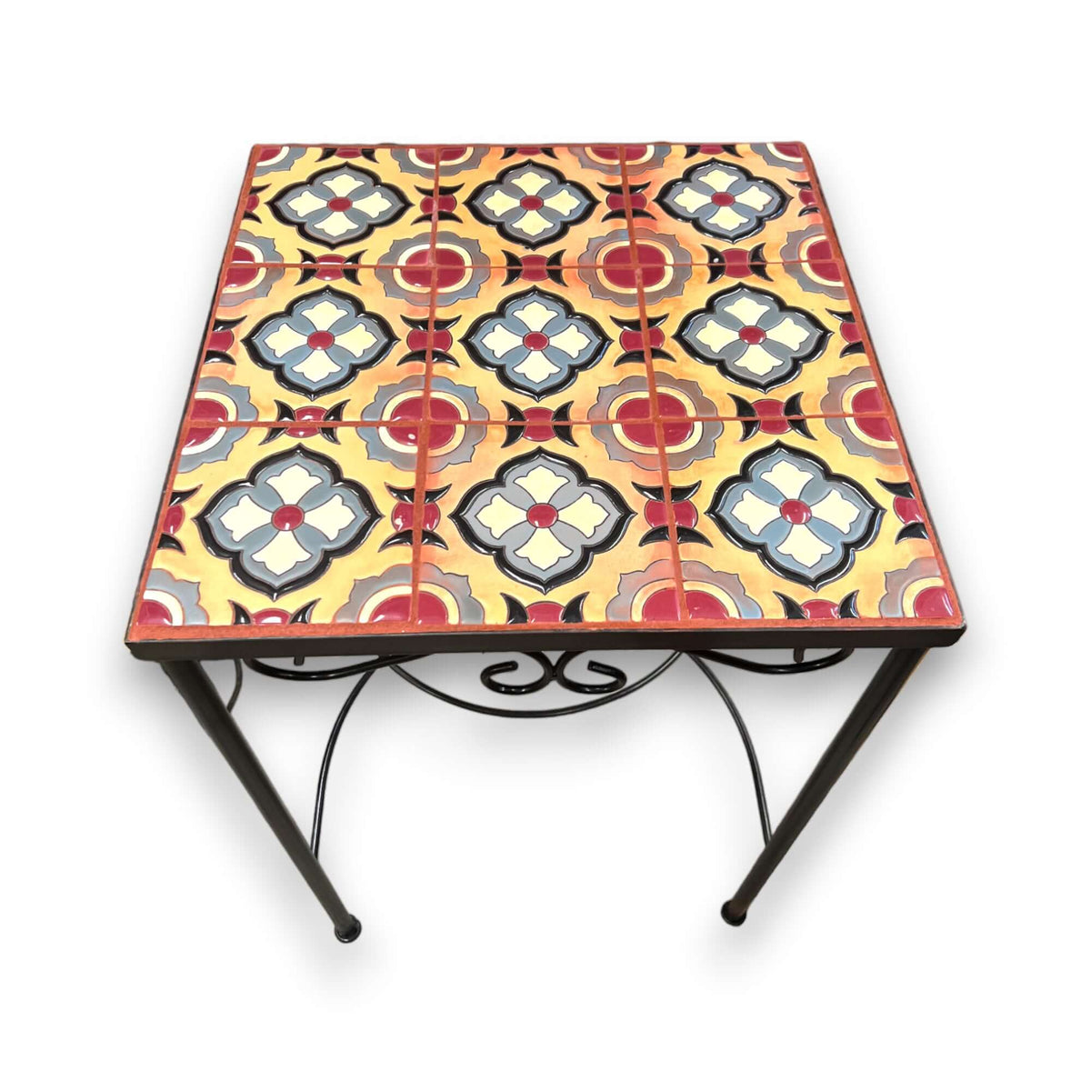 Mexican Accent End Table | Colorful Talavera Tile Design