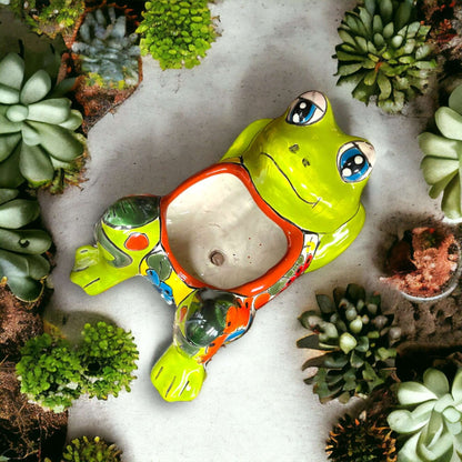 Talavera Frog Planter | Hand-Painted Mexican Ceramic Pot