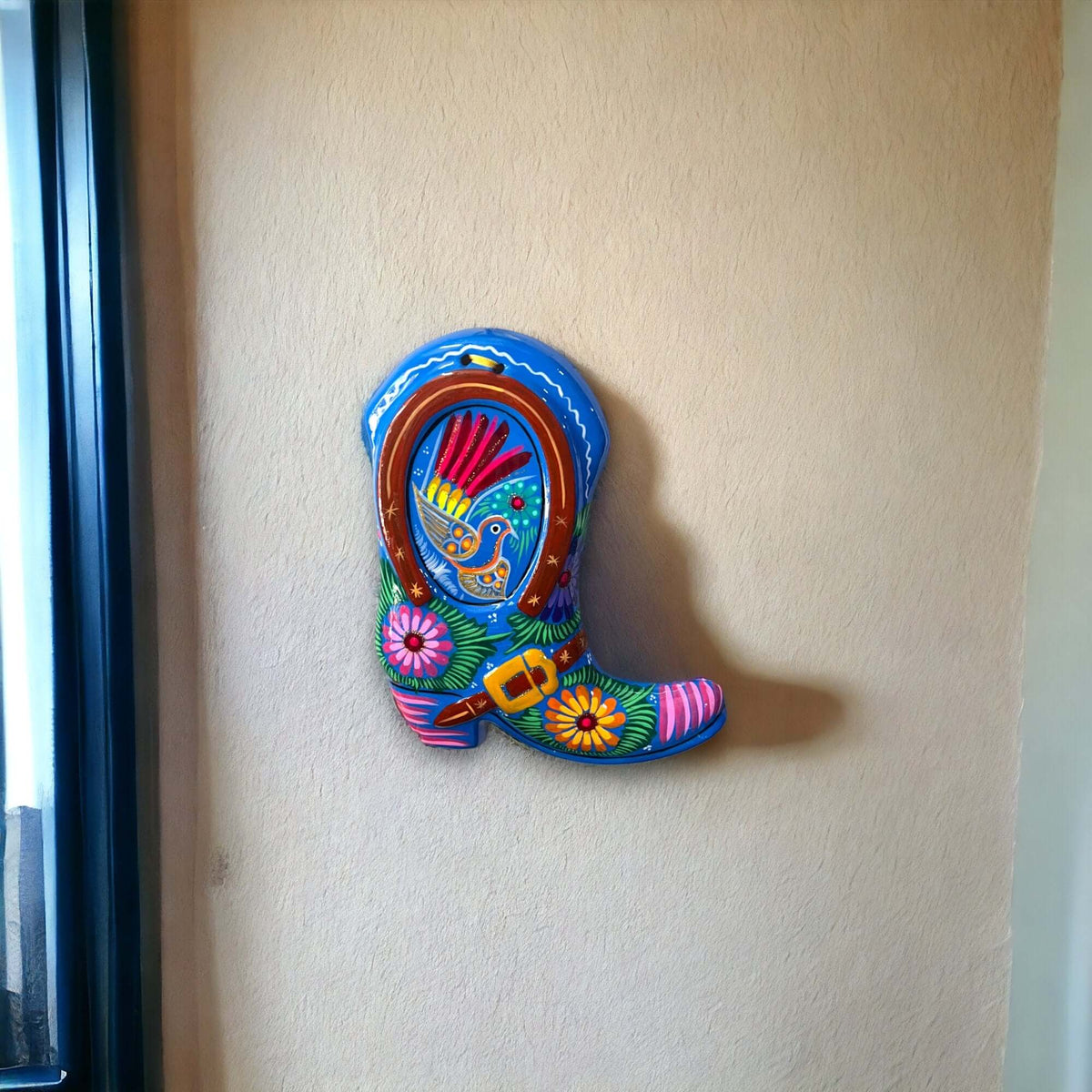 Guerrero Cowboy Boot Wall Art | Mexican Hand-Painted Pottery Decor