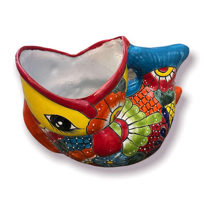 Rare XL Talavera Fish Planter | Hand-Painted Mexican Statue Pottery