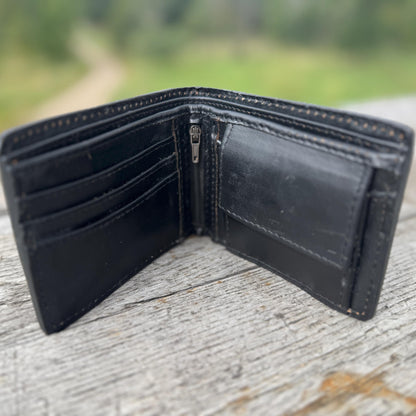 Men’s Western bi-fold wallet with floral designs by Double B Wild Rags
