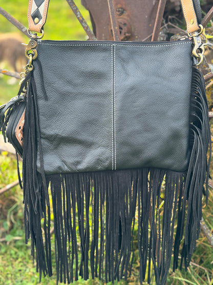 Checkered Black and White Genuine Leather Western Purse, Wallet, OR Clutch by Double B Wild Rags