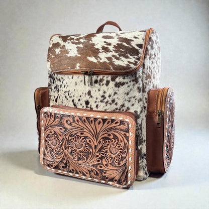 Genuine Western Cowhide Leather Backpack Diaper Bag Personal Item carry-on luggage by Double B Wild Rags